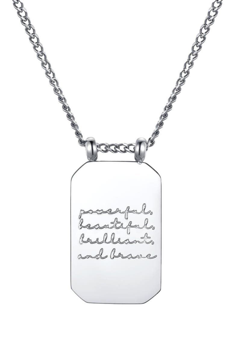 Mantra Powerful, Beautiful, Brilliant, and Brave - Necklace, Main, color, Silver