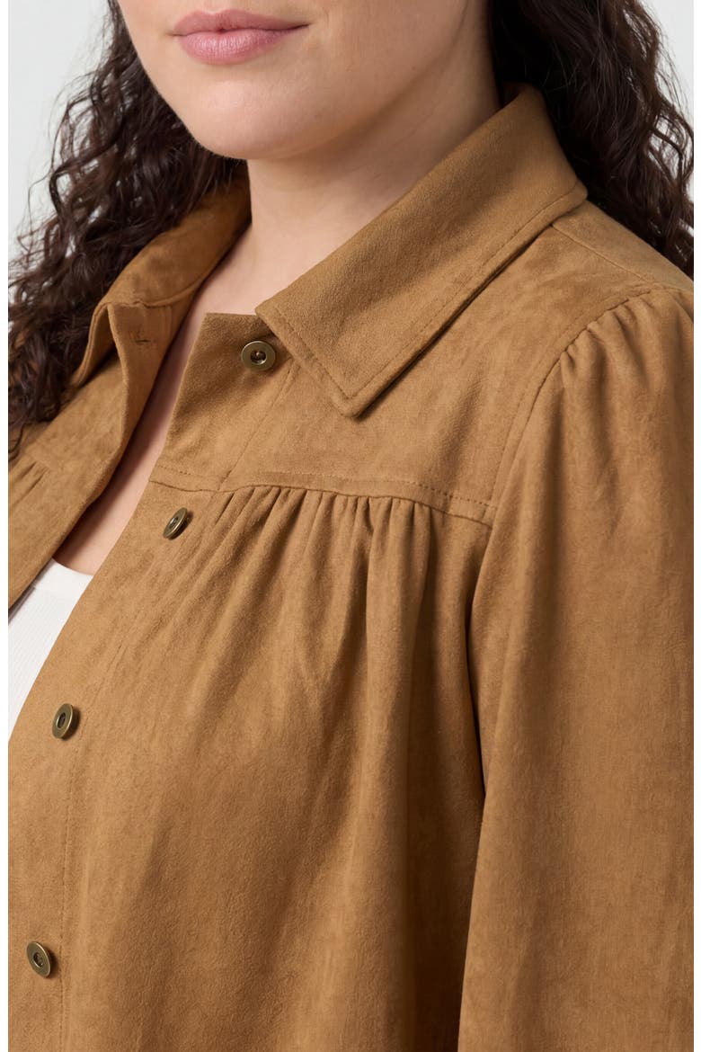 Puff Sleeve Laser Cutout Jacket, Alternate, color, CARAMEL