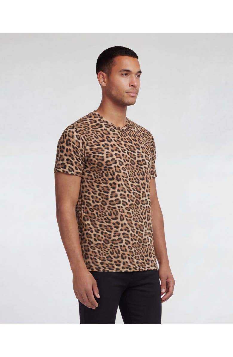 Lords of Harlech Leopard Mens Wool Vneck Tee, Alternate, color, Leopard Brown