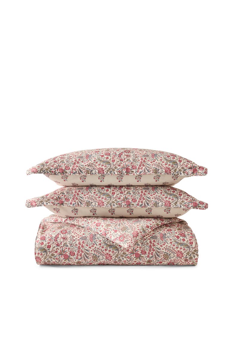 Newstead Luxury Cotton Sateen Reversible Floral Duvet Cover Sets, Main, color, Mulberry