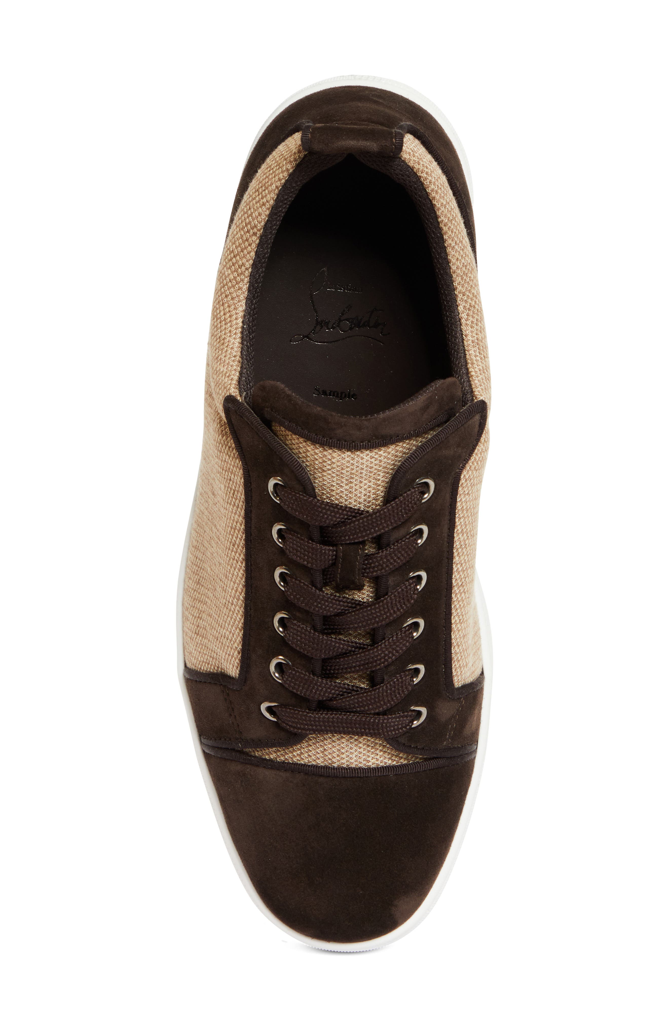Christian Louboutin Louis Junior Orlato Mixed Media Sneaker, Alternate, color, Cafe/ Brown