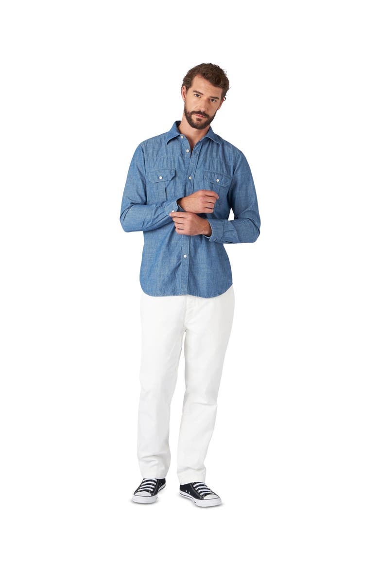 Amleto Denim Shirt with Patch Pockets, Alternate, color, BLUE