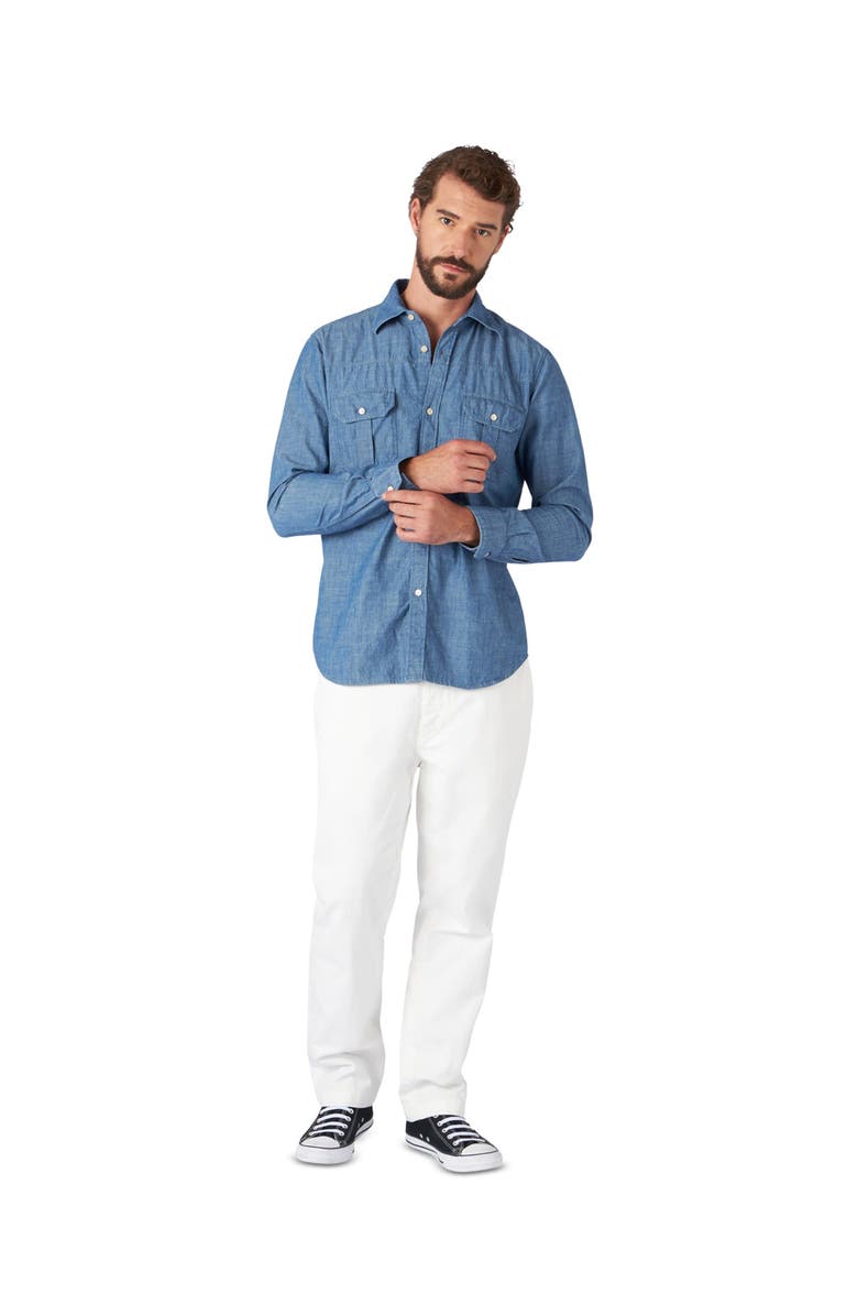 Fortela Amleto Denim Shirt with Patch Pockets, Alternate, color, Blue