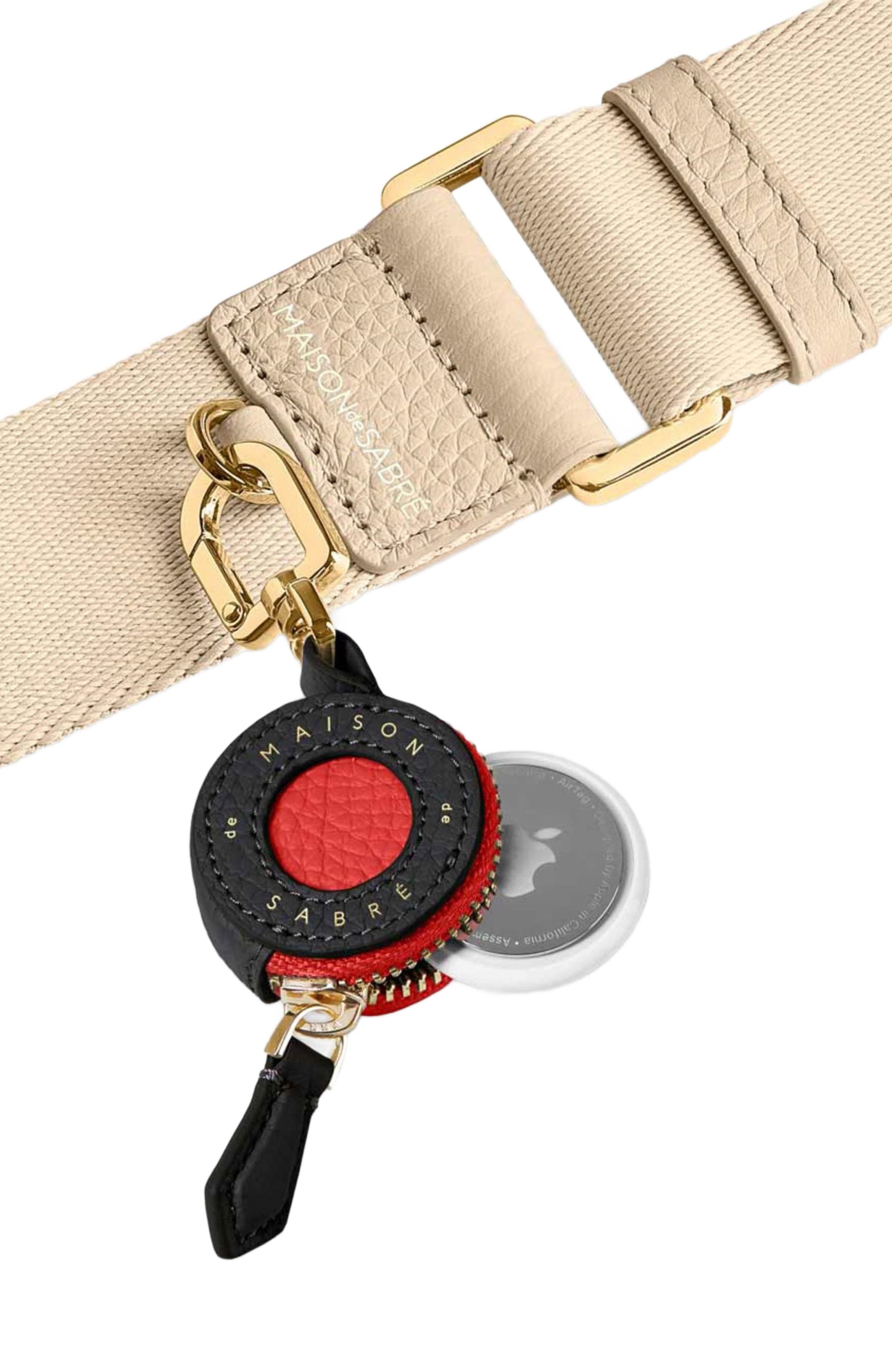 MAISON de SABRÉ Leather AirTag Charm, Alternate, color, Pomegranate Caviar