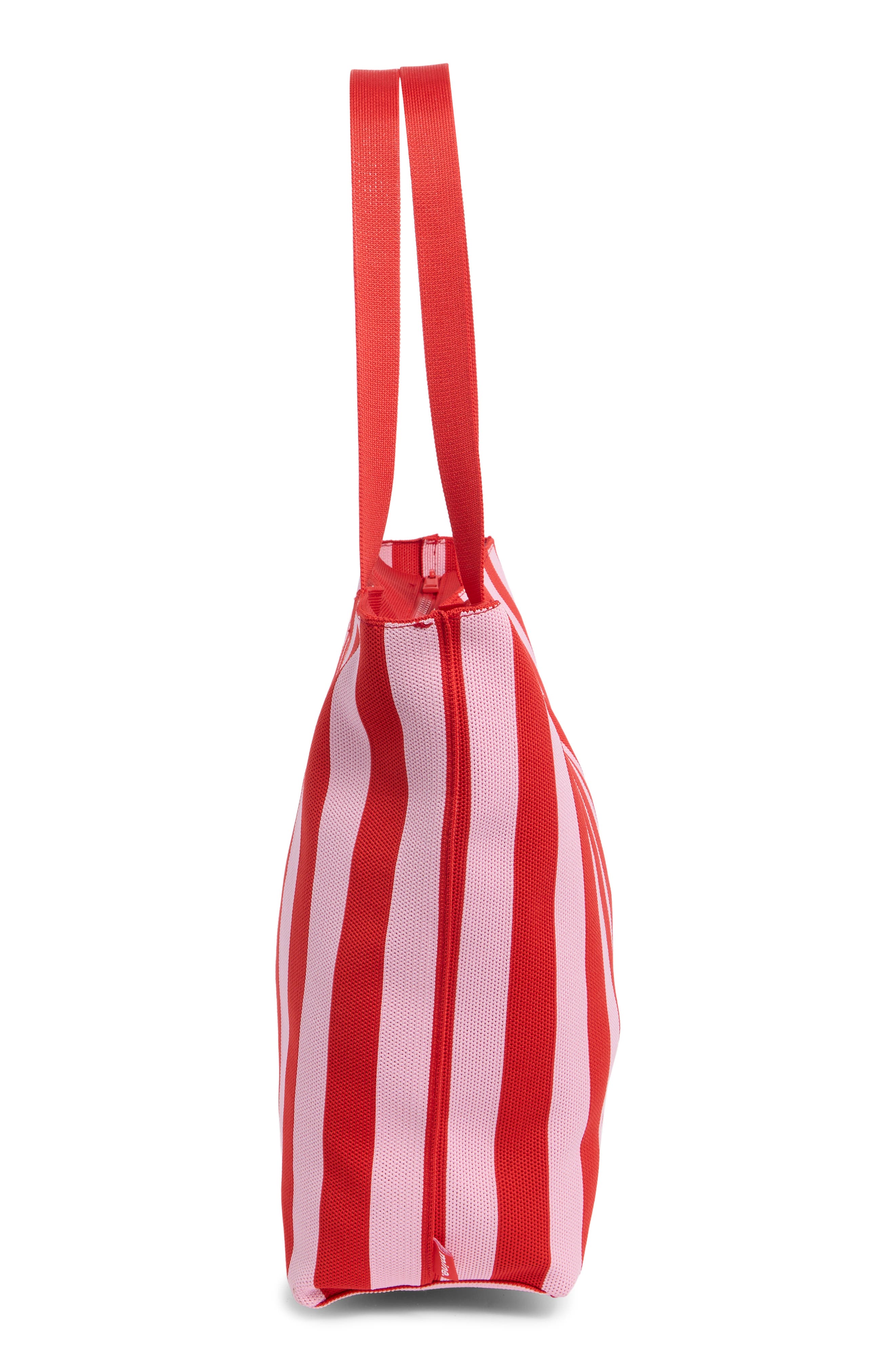Large Striped Tote with Removable Pouch, Alternate, color, RED PINK