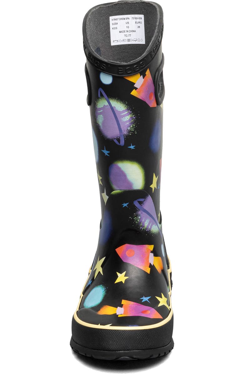Bogs Kids' Waterproof Rain Boot, Alternate, color, Black Multi