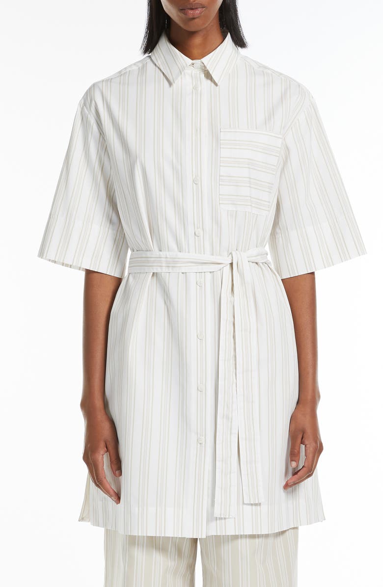 MM by Max Mara Sospiro Stripe Tunic Top, Main, color, White