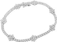 Haus of Brilliance Silver 1.0 cttw Miracle-Set Diamond Floral Station Tennis Bracelet