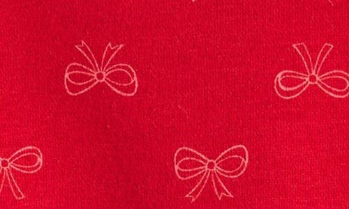 Shop Tucker + Tate Kids' Print Long Sleeve Drawstring Waist Sweatshirt Dress In Red Goji Cheerful Bow
