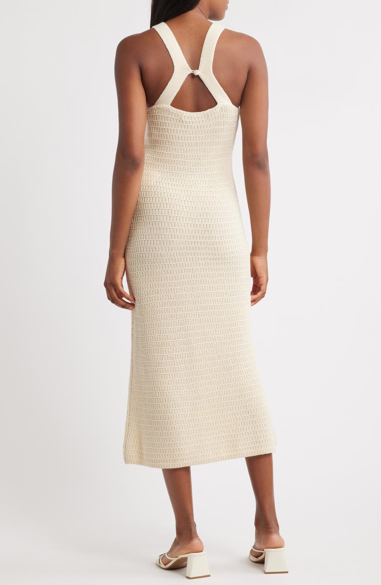 VERO MODA Malavi Open Stitch Midi Sweater Dress, Alternate, color, Birch