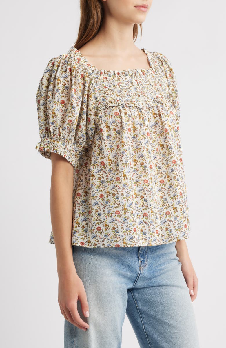 DÔEN Farley Floral Peasant Top, Alternate, color, Jardin Du Chateau