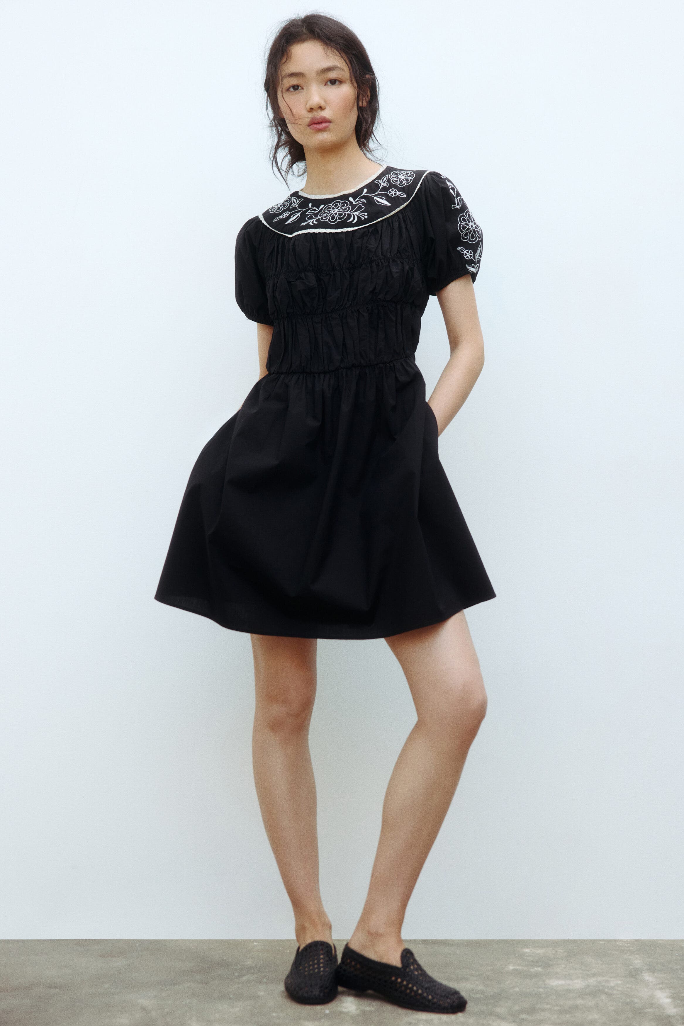 Embroidered Poplin Dress - image 2
