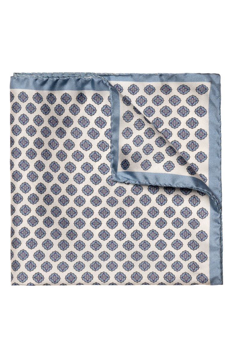 Eton Medallion Print Silk Pocket Square, Main, color, 