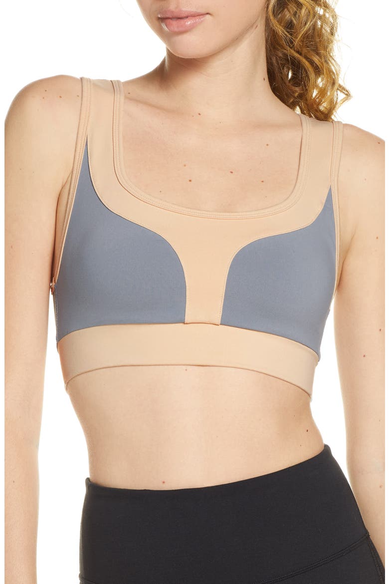 Geometric Sports Bra, Main, color, LILAC GREY/ BRAZILIAN SAND
