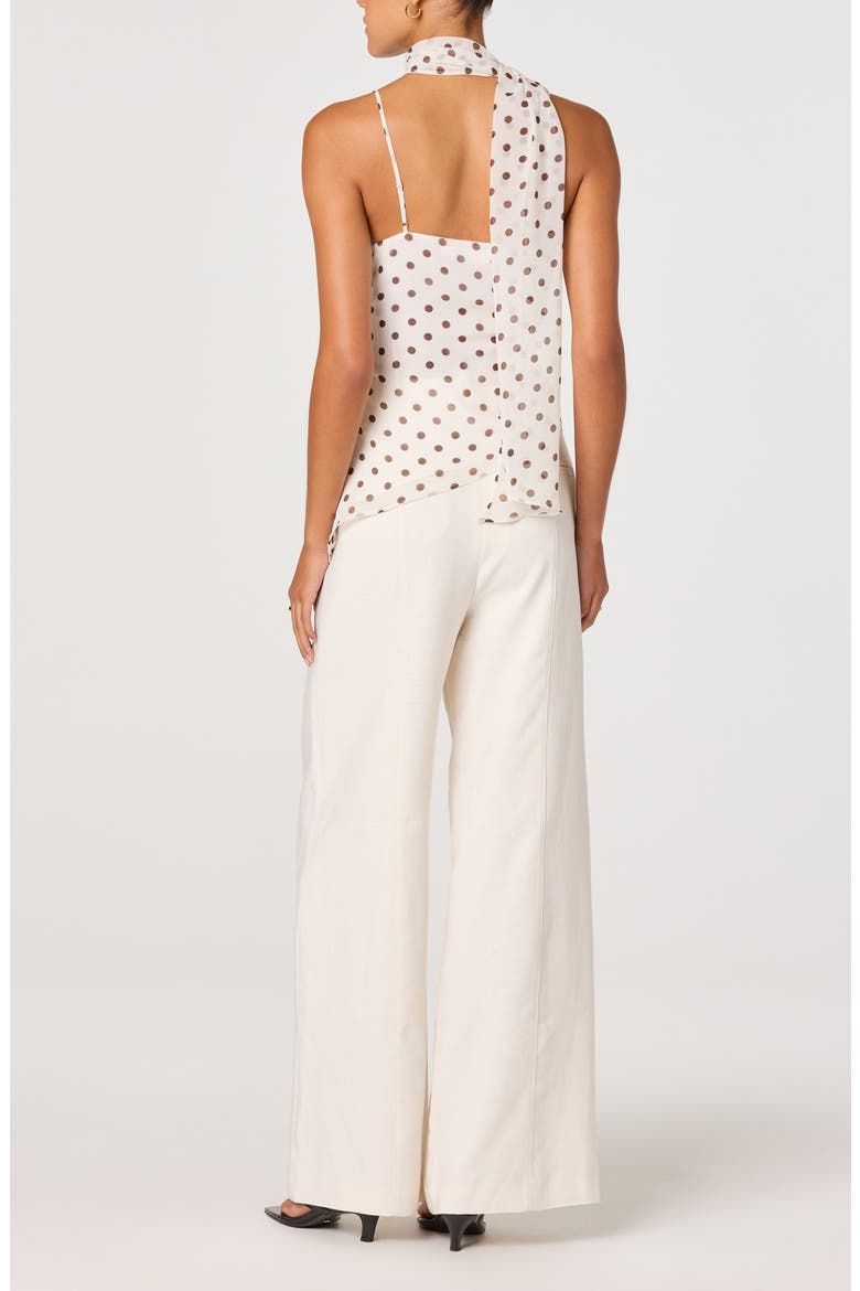 Adrie Polka Dot Asymmetric Scarf Neck Top, Alternate, color, CREAM POLKA DOT