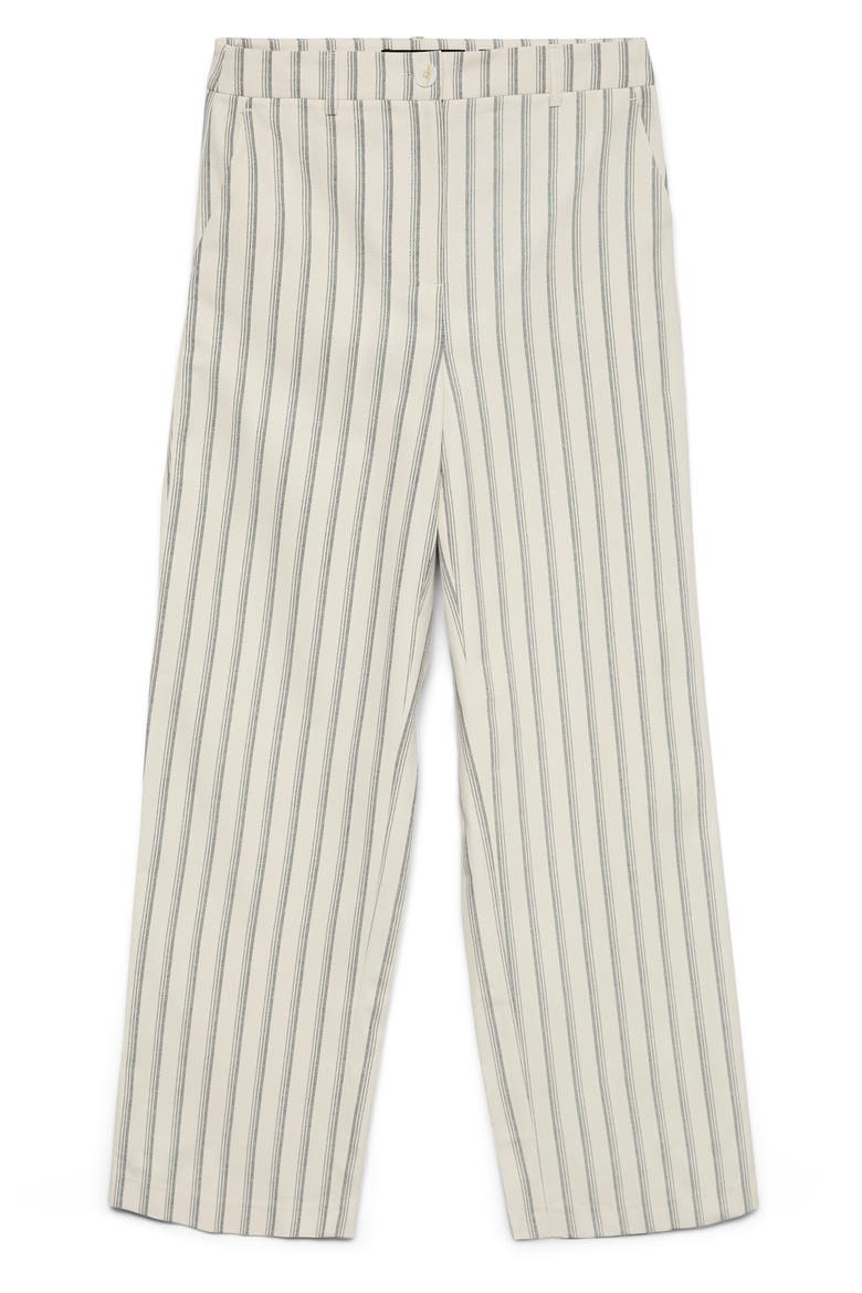 Miona Stripe Straight Leg Pants, Alternate, color, SNOW WHITE W. CHINA BLUE