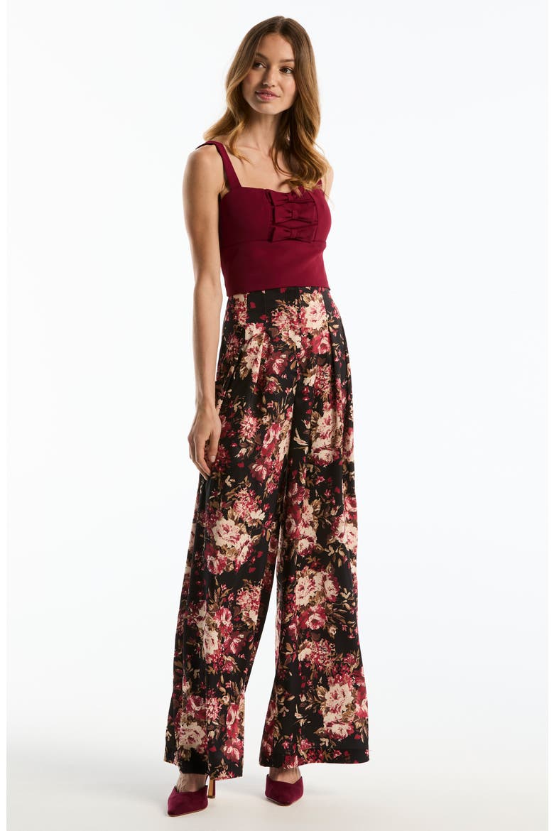 Pleated Wide Leg Trousers, Alternate, color, BLACK
