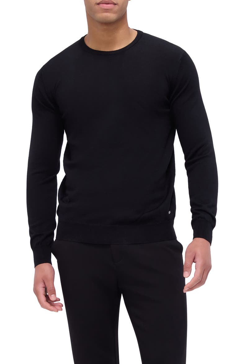 Scott Crewneck Merino Wool Sweater, Main, color, BLACK
