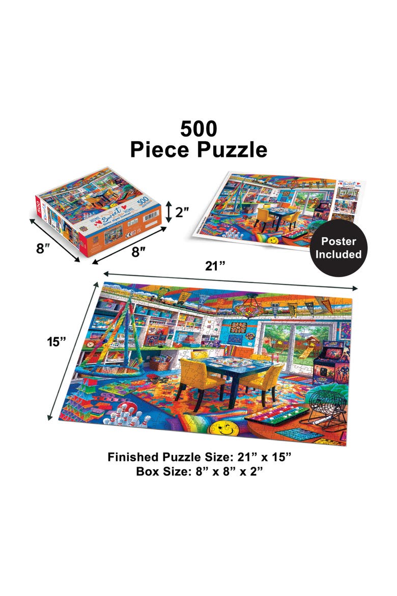 Game Night Central 500 Piece Puzzle, Alternate, color, Multicolor