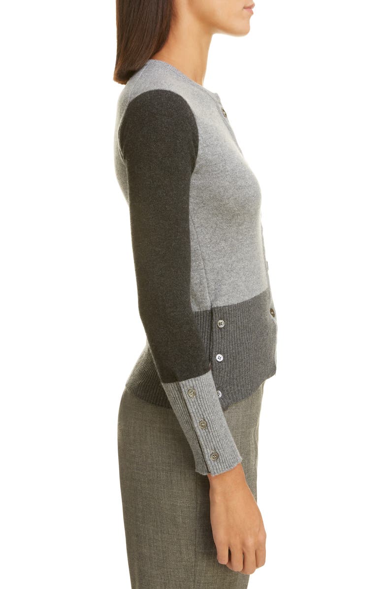 Thom Browne Colorblock Cashmere Cardigan, Alternate, color, 