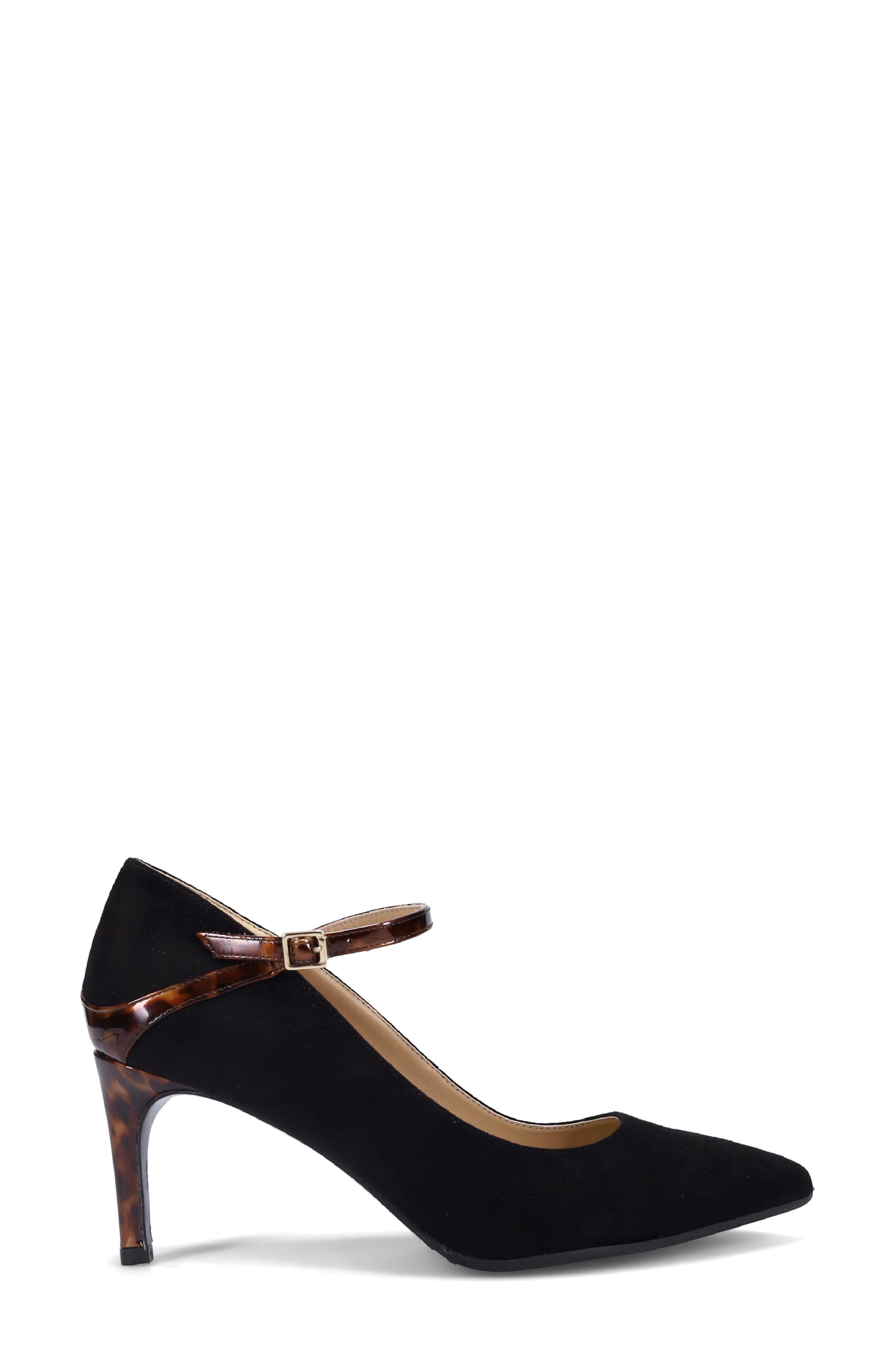 Caroline Mary Jane Pointed Toe Pump, Alternate, color, ONYX