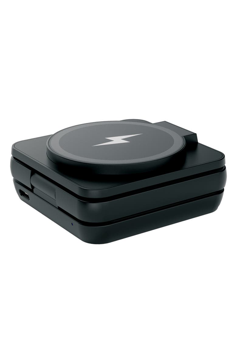 BROOKSTONE 3-in-1 Foldable MagSafe<sup>®</sup> Compatible Charging Station, Alternate, color, Black