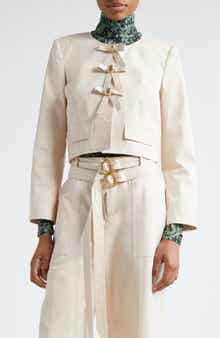 Cinq à Sept Paige Tie Front Stretch Cotton Twill Jacket