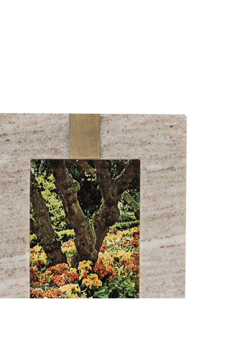 4x6 Beige Marble & Brass Inlay Luxury Premium Rectangle Photo Picture Frame, Alternate, color, Beige