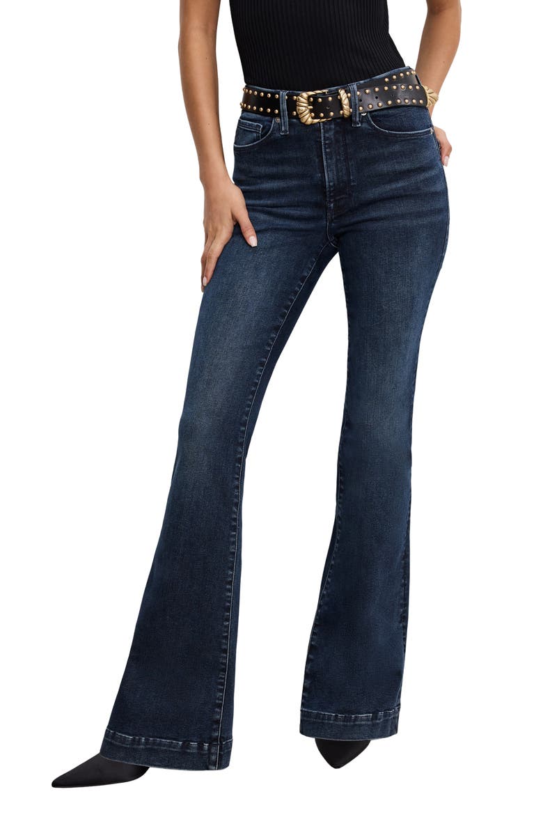 Good American Always Fits Good Distressed Flare Jeans, Main, color,