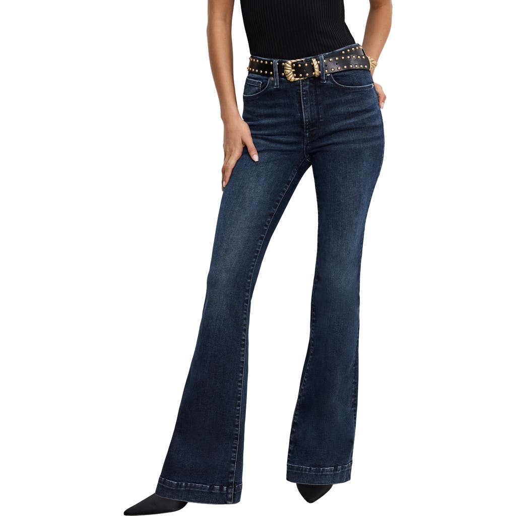 Good American Always Fits Good Distressed Flare Jeans In Purple