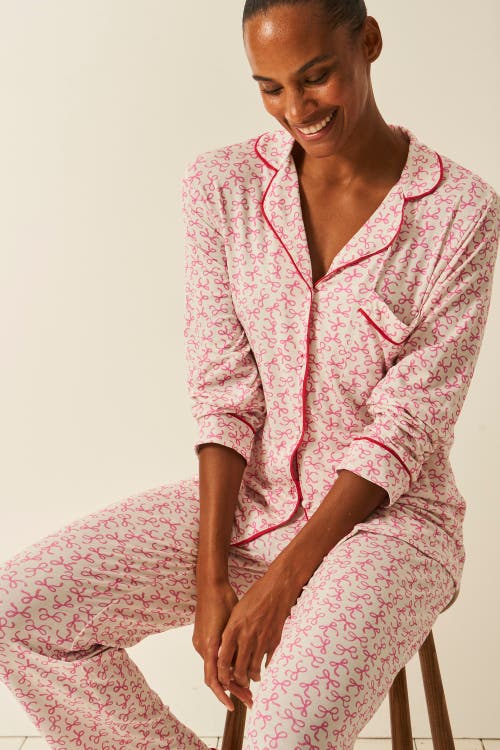 Stripe & Stare Long Pyjama Set In Pink