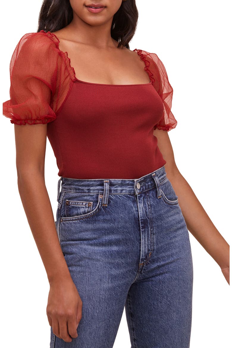 Puff Sleeve Bodysuit, Main, color, WINE