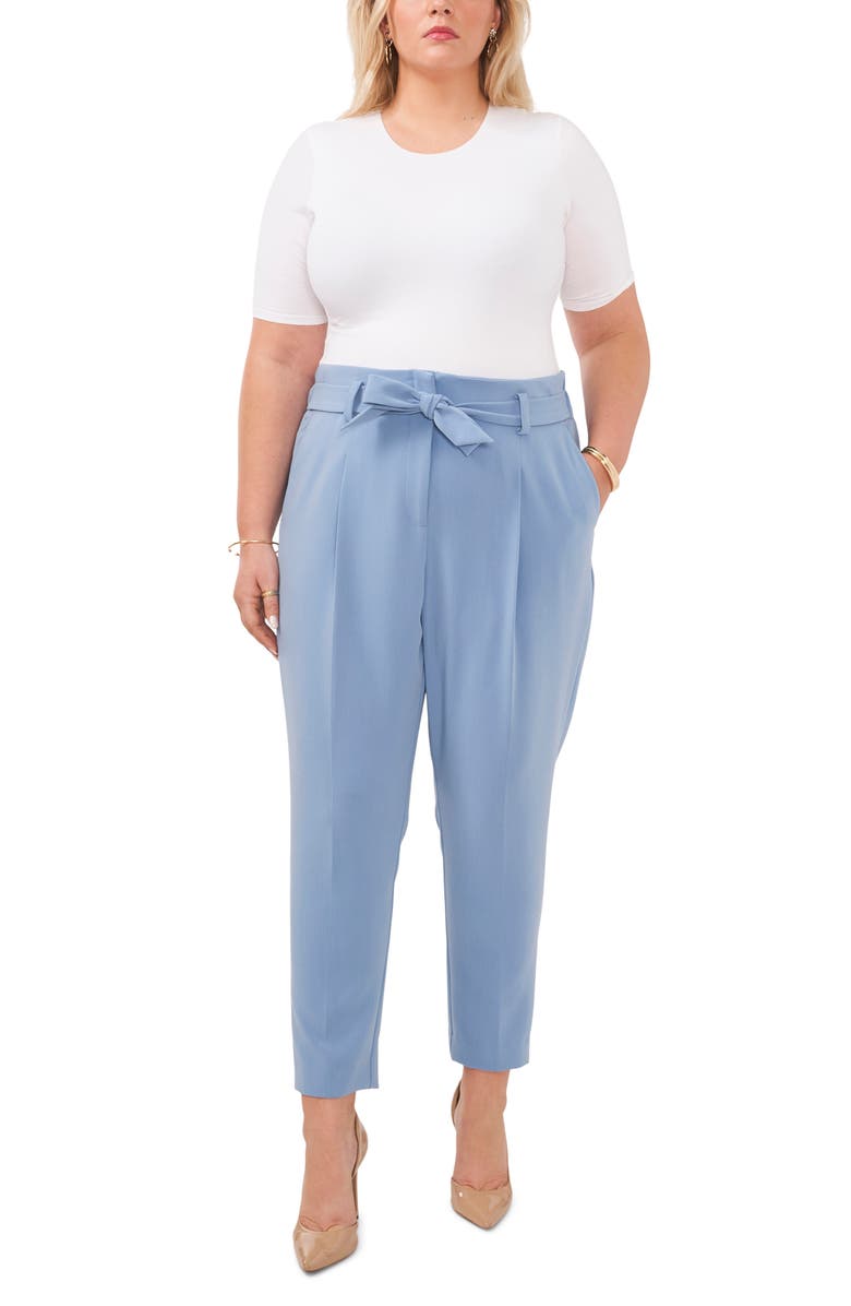 Vince Camuto Belted Straight Leg Pants, Alternate, color, Blue Shadow