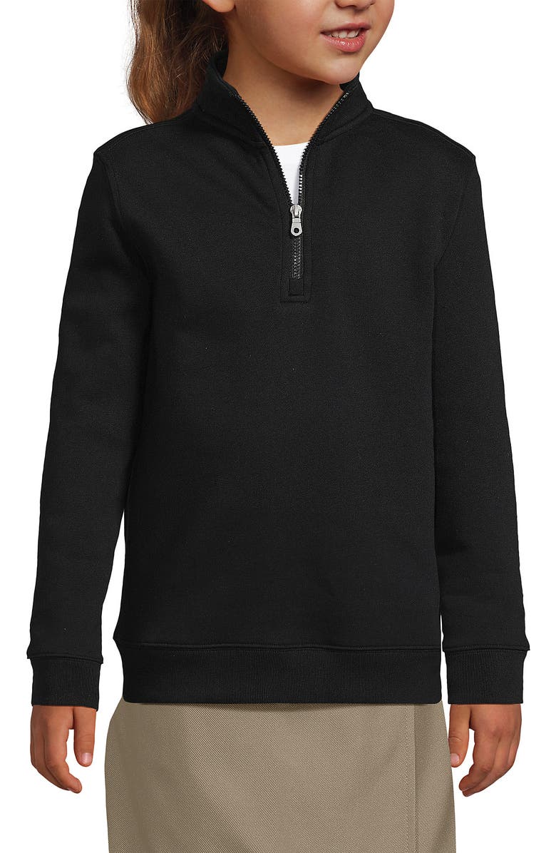 Lands' End Kids Quarter Zip Sweatshirt, Main, color, Black