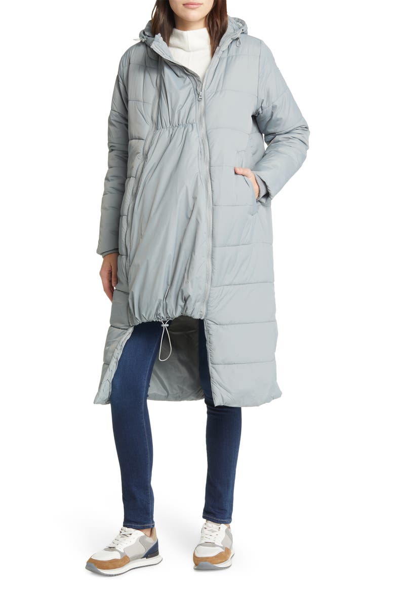 3-in-1 Long Quilted Waterproof Maternity Puffer Coat, Main, color, GRAPHITE