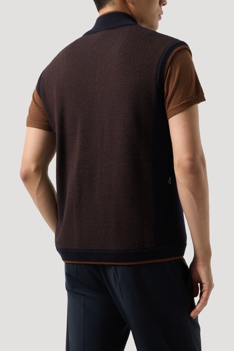 Enzo Knitted Vest, Alternate, color, Navy blue/brown