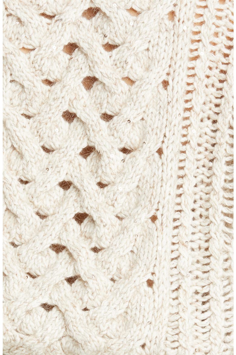 Embellished Cable Knit Cashmere Blend Sweater, Alternate, color, SAND