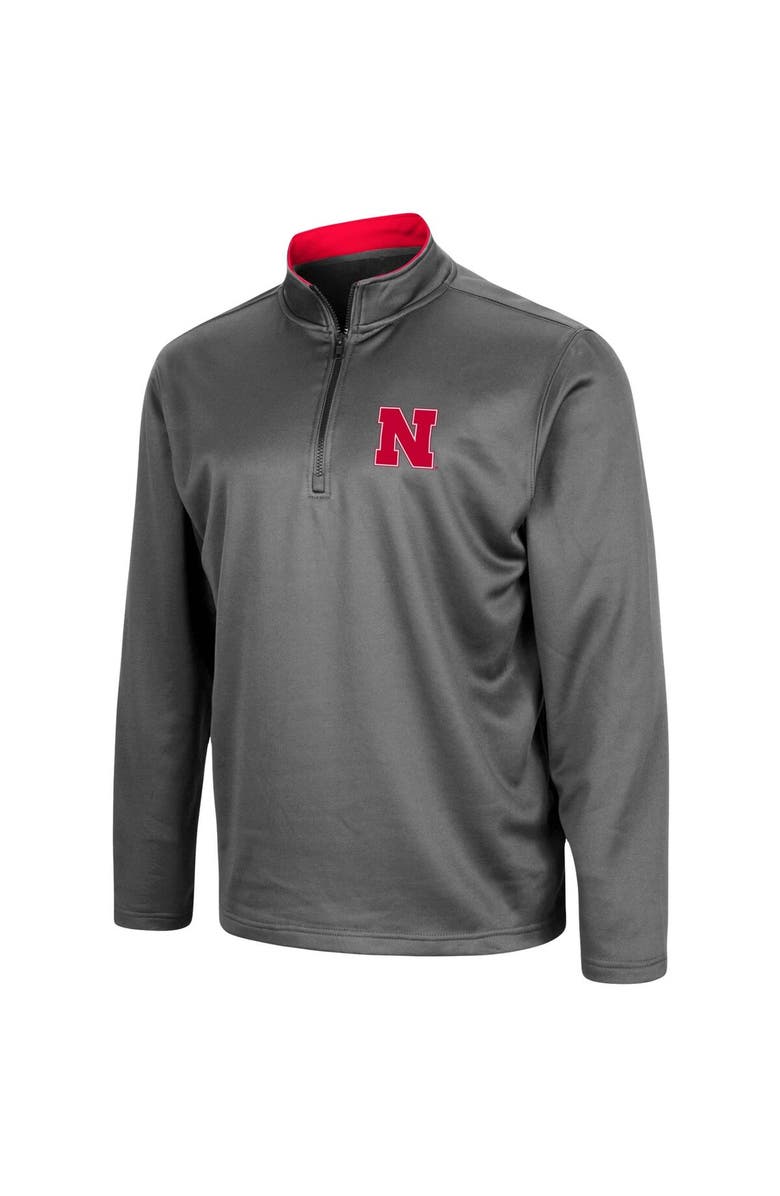 COLOSSEUM Men's Colosseum Charcoal Nebraska Huskers Big & Tall Fleece Quarter-Zip Jacket, Alternate, color, 