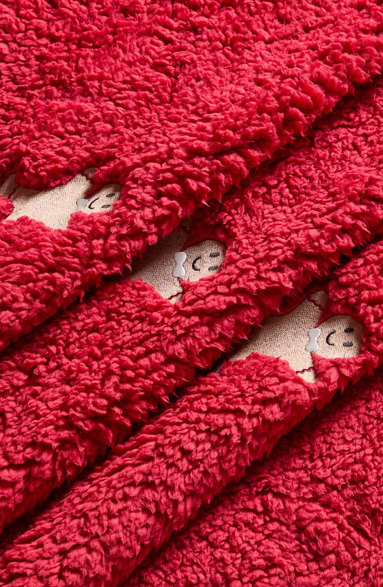 VCNY HOME Embroidered Gingerbread Man Faux Shearling Throw Blanket, Alternate, color, 