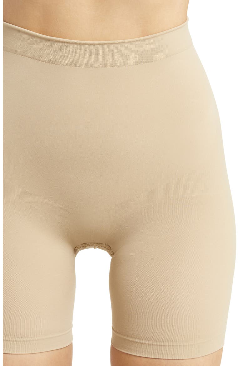 Seamless Sculpt Mid Thigh Shorts, Alternate, color, CLAY