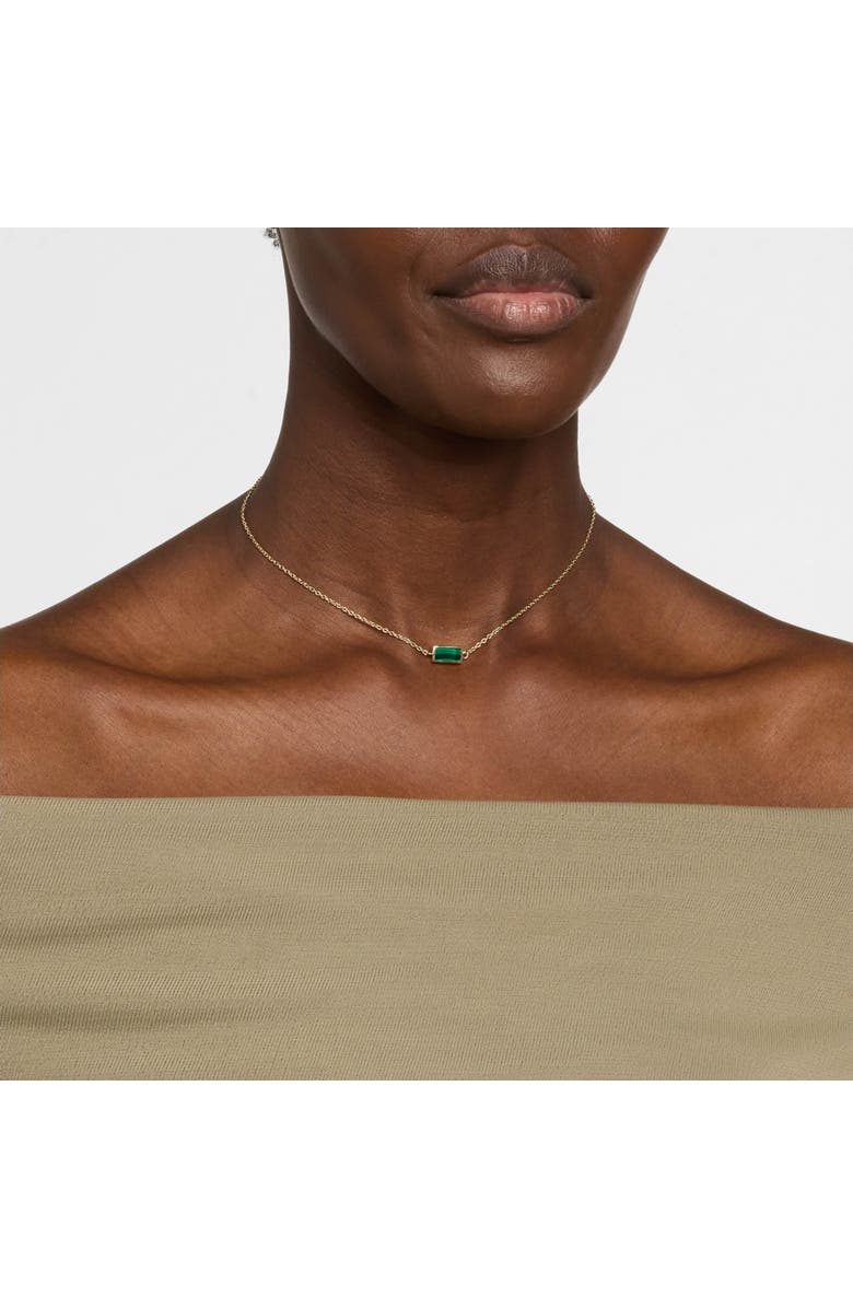 Jan Leslie Single Station Rectangle Dash Necklace In Sterling 18K Gold Overlay, Alternate, color, Green