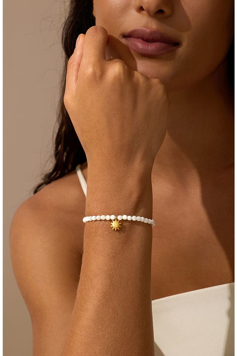 Dawning Wisdom Mother of Pearl Sun Stretch Bracelet, Alternate, color, White