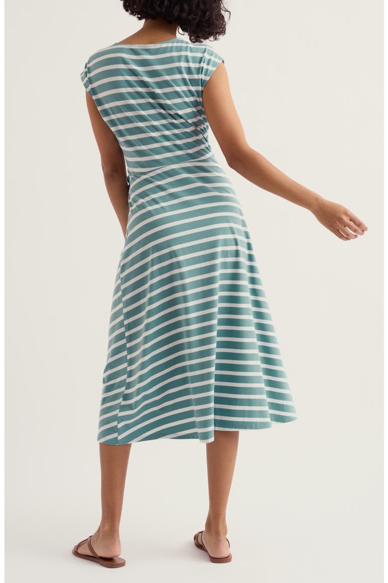 Fettling Stripe Tie Waist Jersey Midi Dress, Alternate, color, FALMOUTH MINI CORNISH SARDINE CHALK