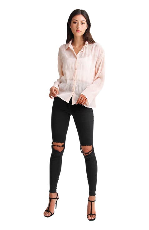 Yoko Shirred Chiffon Blouse