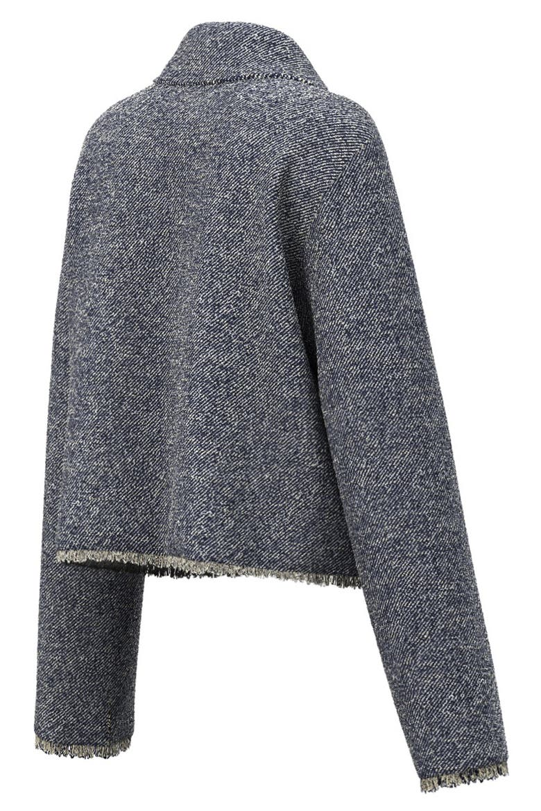 Emmgettito Fringed Basketweave Jacket, Alternate, color, NAVY TWILL