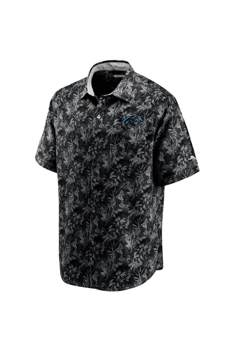 Men's Tommy Bahama Black Carolina Panthers Sport Jungle Shade Camp Button-Down Shirt, Alternate, color, Black