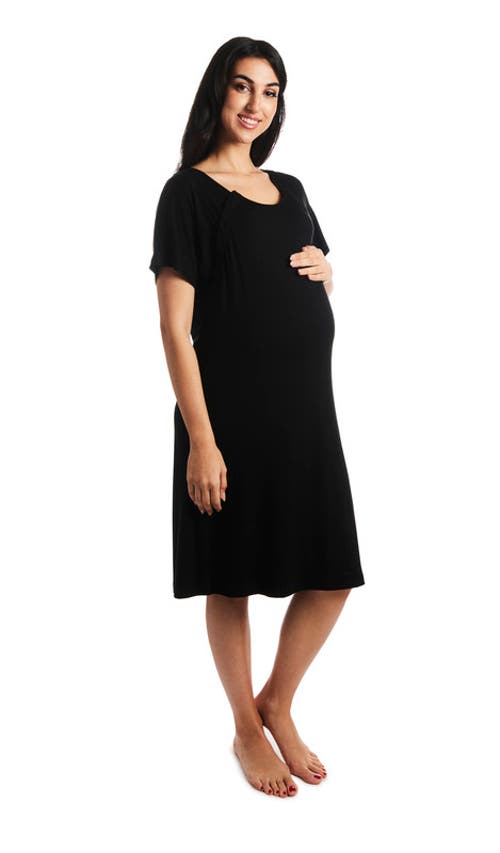 Everly Grey Rosa Jersey Maternity Hospital Gown In Black