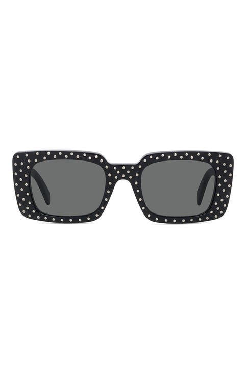 51mm Studded Rectangle Sunglasses