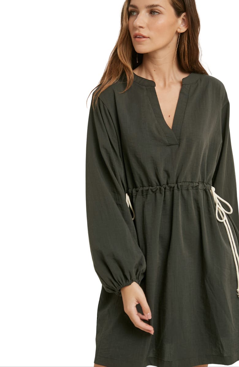 WISHLIST Long Sleeve Drawstring Dress, Alternate, color, Charcoal