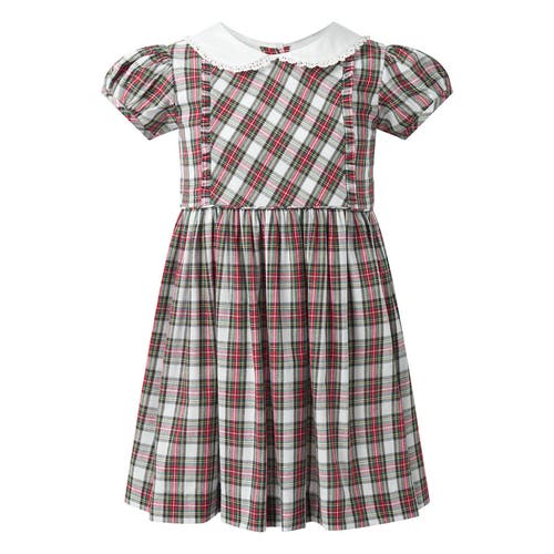Rachel Riley Kids'  Ivory Tartan Frill Front Dress In Multi